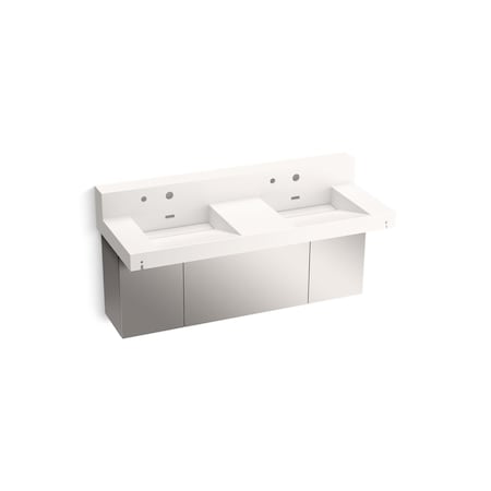Kohler 60In Wall-Mount Basin Lavatory System With Backsplash In Designer White 81025-BSS-KCD